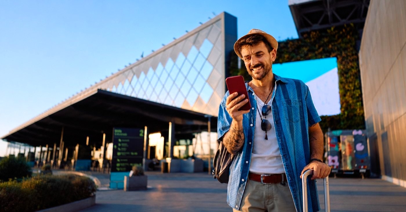 Traveler at the airport, plans changed